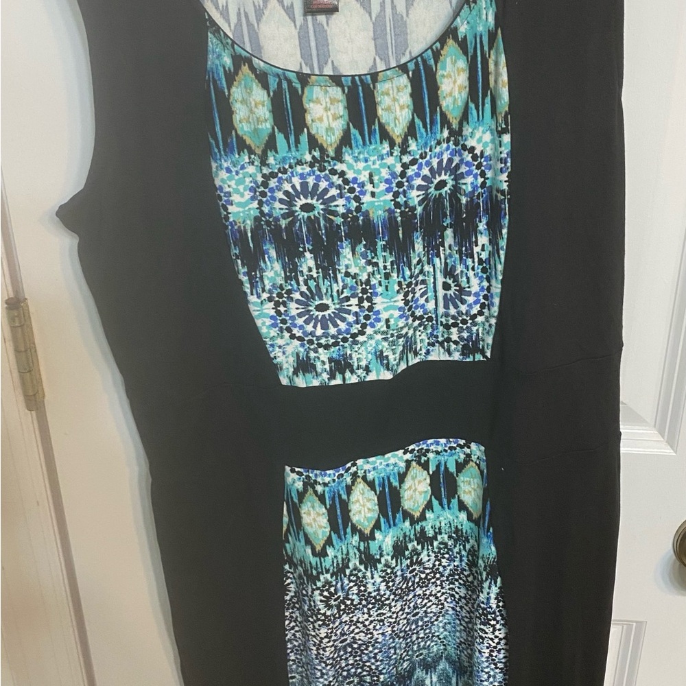 Hot Kiss Black and Blue Patterned Dress